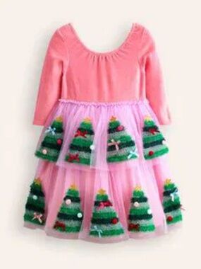 MINI TAYLOR pink Velvet Tulle Christmas tree Appliqué Dress size various
